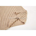 Women's Knitted All Ribbed Stretchable Mock-Neck Pullover